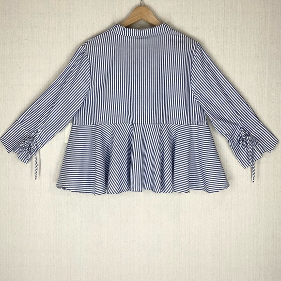 Passport~NWT~Flared Waist~Cropped~3/4 Sleeve~V-neck‎ Women’s Top w/ Collar~Sz Lg - Picture 7 of 12